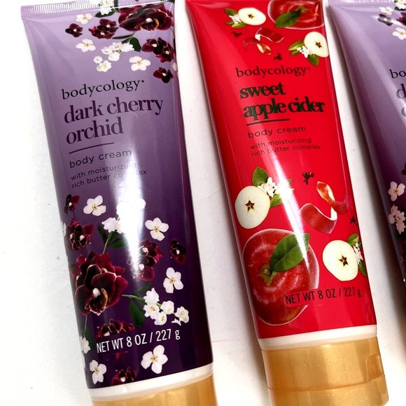 Bundle Lot 4x New BODYCOLOGY Dark Cherry Orchid + Sweet Apple Cider Body Cream - Picture 3 of 3